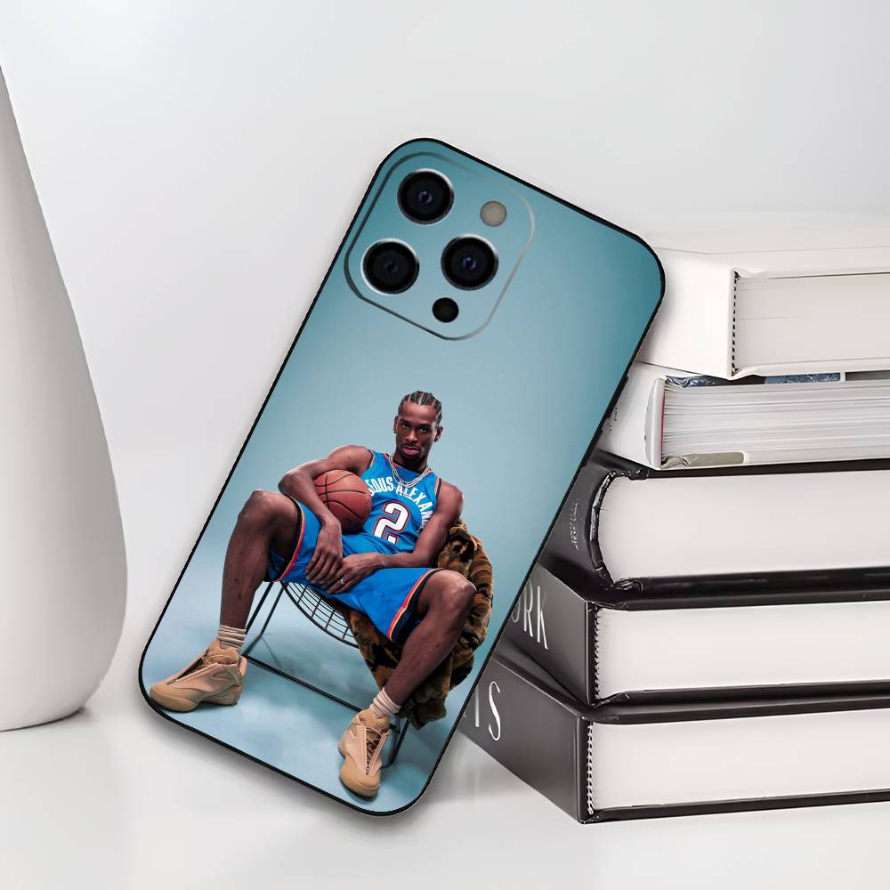 S-Shai G-Gilgeous A-Alexander Phone Case For IPhone 17,16,15,14,13,12,11,Plus,Pro,Max,Plus,XS,soft case Black silicone iPhone12