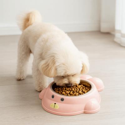 Cute Non-slip Stainless Steel Cat Bowl Anti-Choke Durable Cat Water Bowl Anti Tip Cartoon Dog Food Bowl Feeding Drinking