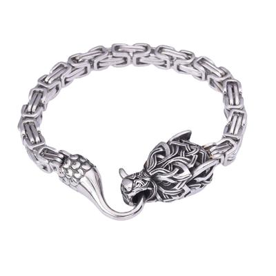 New European and American Men's Domineering Stainless Steel Without Wolf Head and Wolf Tail Bracelet