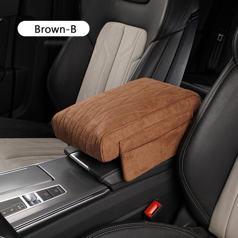 Car Armrest Cushion Suede Armrest Cup Holder Center Console Increased Elbow Support  Armrest Cushion Vehicle Arm Storager Box