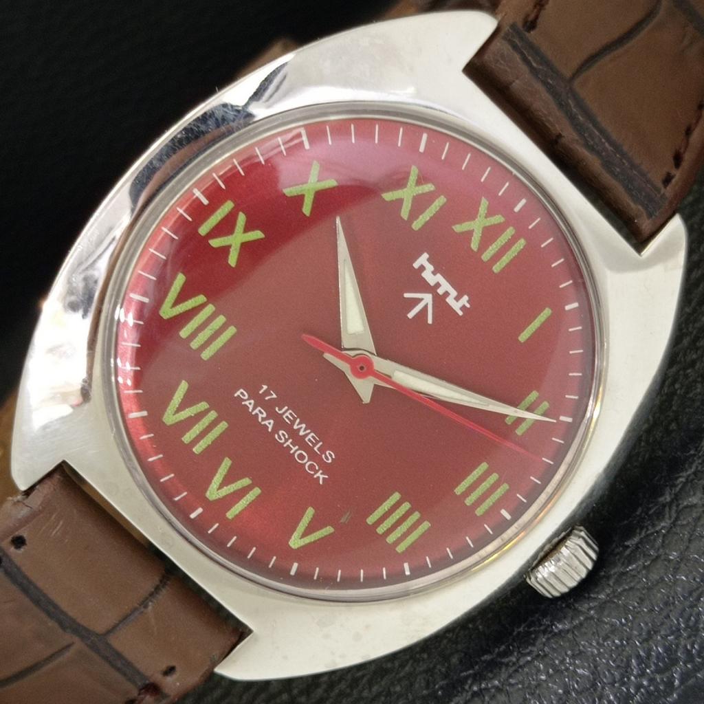 

HMT HAND-WINDING VINTAGE INDIAN MENS ROMAN FIGURE RED COLOR DIAL WATCH a702843-1 R211-a702843