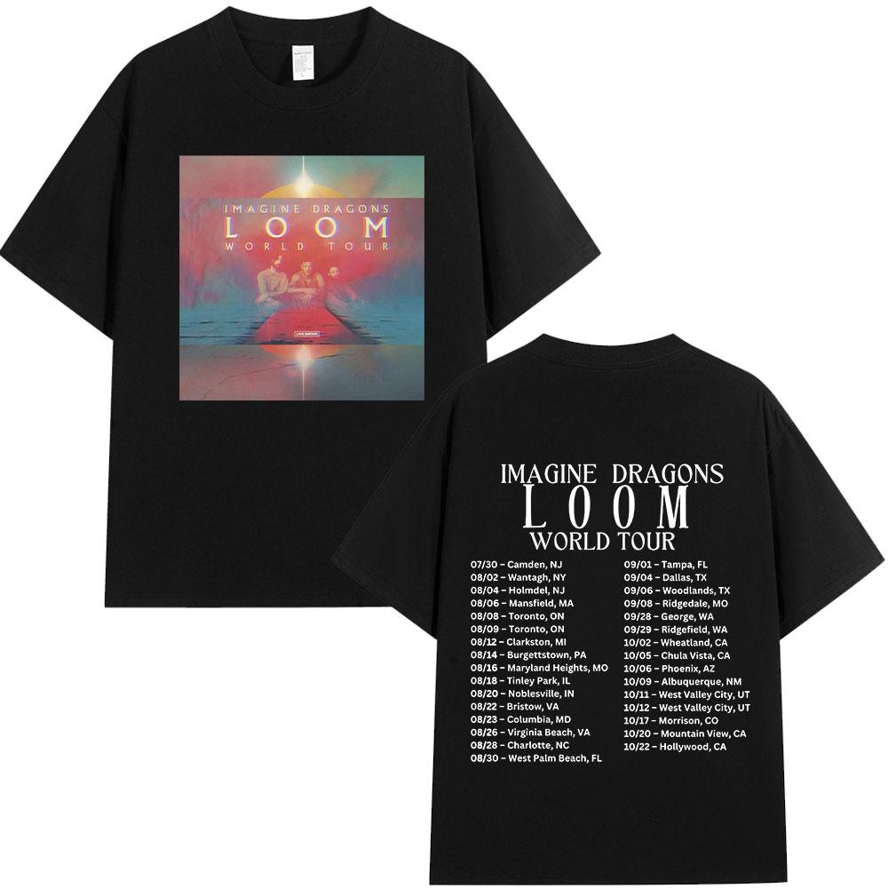 Summer Adult Imagine Dragons Loom World Tour Rock Band Tshirt Cartoon Dragon High Quality 100 Cotton Mens Women Shortsleeved