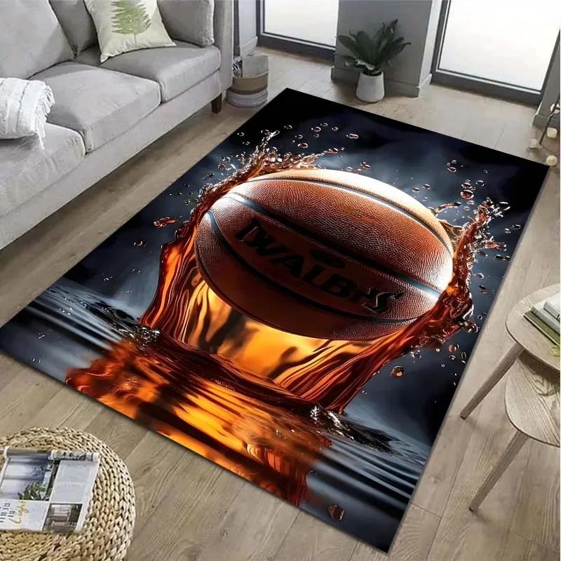 Basketball Hoop Art Pattern Area Rug Sports Carpet for Living Room Bedroom Game Room Non-Slip Floor Mat Home Decor Gift