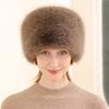 Fashion Women Bucket Hat Flat Top Fox Fur Plush Winter Hat Warm Thickened Ear Protection Windproof Outdoor Hats For Women