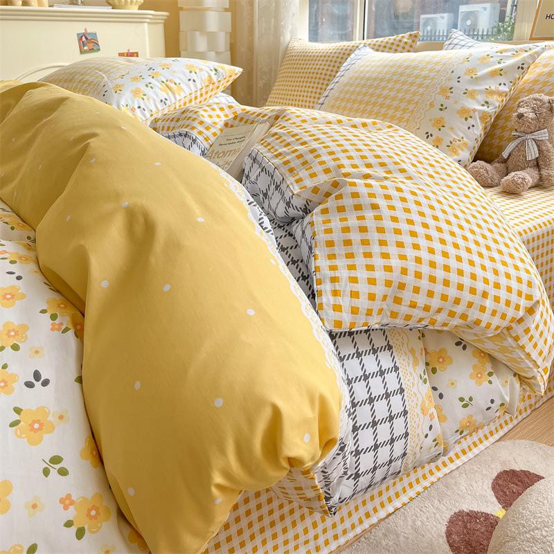 Fire-delt rent bomulls fire-delt sett, ren bomull, friskt og fortykket dynetrekk