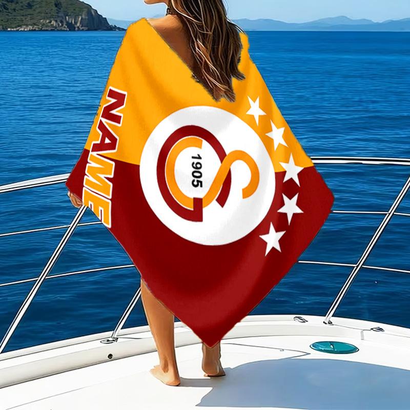 1pc Football6 Beach Towel with Custom Name, Beach/Swimming/Bath/Picnic/Camping Towel, Suitable for Seaside Beaches