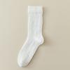 Female Spring and Autumn Style Pure Color Relief Rhomboid Hollow Cotton Long Tube Pile Socks