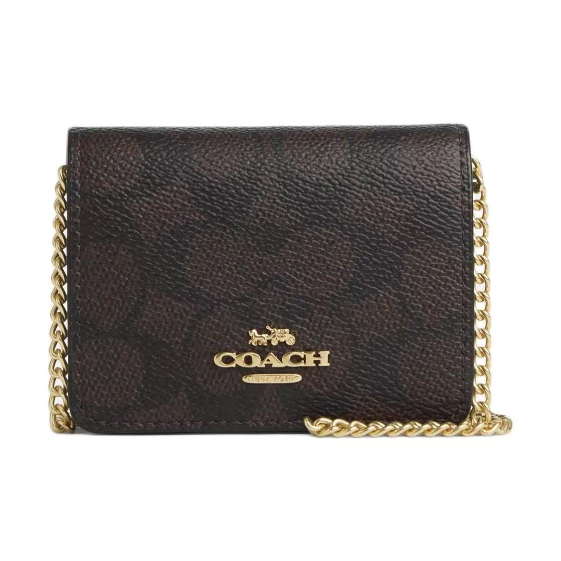 

Coach Classic Logo Print Wallet Crossbody Bag With Gold Hardware Women Crossbody Bag Deep-Brown CZ278-IMXAQ Basic Set (Bag+Dust Bag)