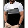 Summer Round Neck 3D Contrast Color Print Top Fashionable Casual Short Sleeved Men's T-shirts
