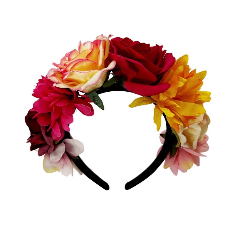 European and American simulated fabric flower headband, retro oversized rose headband travel vacation party dress up headgear