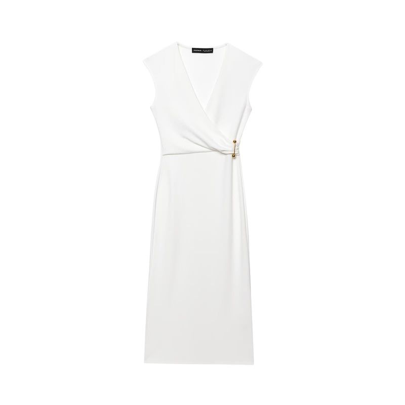 Kaslead New Women Clothes Western Style Pin Decoration V-neck Sleeveless Midi Dress 3644181 251