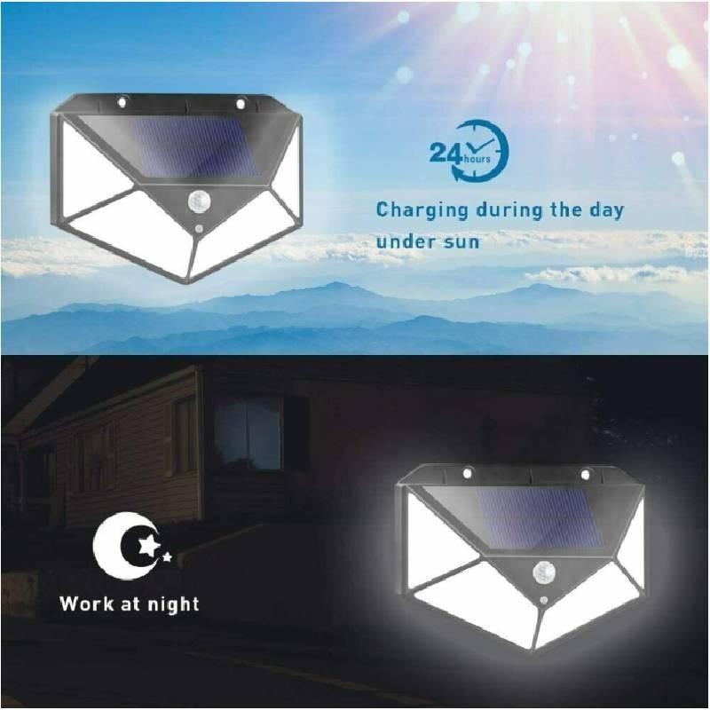 White Solar Garden Light With 100 Leds Pack Of 4 Ip65 Waterproof Design