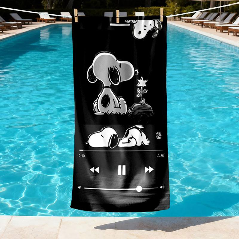 Snoopy Print Beach Towel Design, Soft, Lightweight. for Home Bathroom, Spa, Pool, Yoga, Surfing, Camping, Gift for Family, Friend