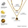 Collier œil de tigre naturel pour femme, Collier ras-de-cou superposé avec pendentif perlé style bohème, Bijou pierre irrégulière