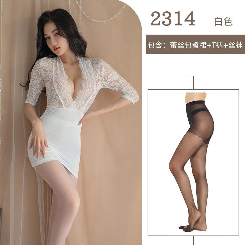 Sexy Lingerie Sexy Lace Dress Uniform Seduction Secretary Skinny Hip Wrap Dress Passion Dress