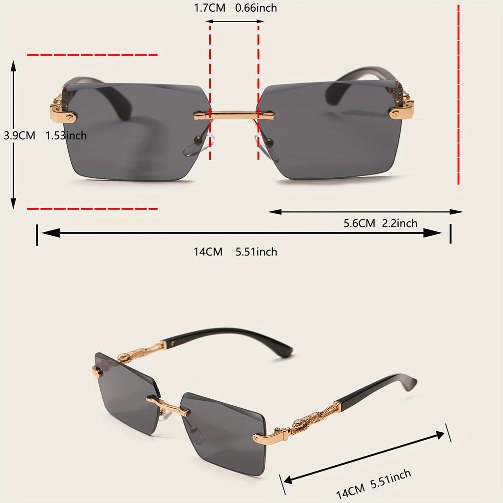 1 Stück Randlose Sonnenbrille Rechteckig Damen Herren Shades Klein Quadratisch Sonnenbrille Für Weiblich Männlich Strandurlaub Reise Brillen