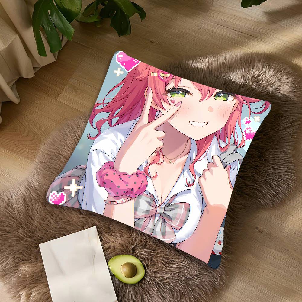 Cute Hot Girl Kawaii Sakura Miko Cushion Cover Decor Home Throw Pillow Covers For Couch Camping Pillow Cover Decorations