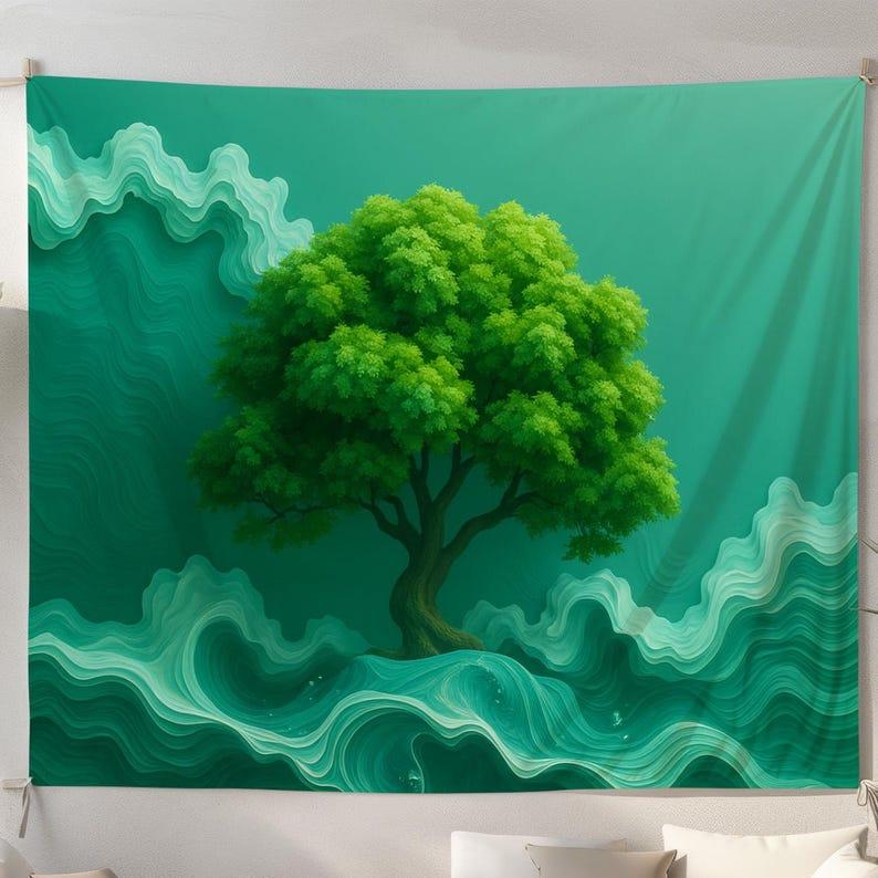 Tree Wave Abstraction tapestry 75x100 чёрный