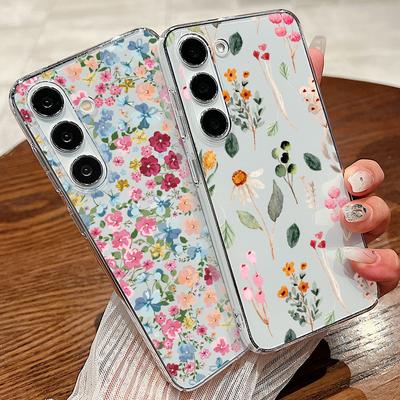 Bel Fiore Della Copertura Del Telefono Per Samsung S24 S23Ultra S22 Più S21 S20 FE A54 A53 A52 A34 A14 A13 Lucido Trasparente antiurto Custodia Rigida Sottile