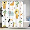 Whimsical Animal Shower Curtain Bright Colors For Kids Bath Decor