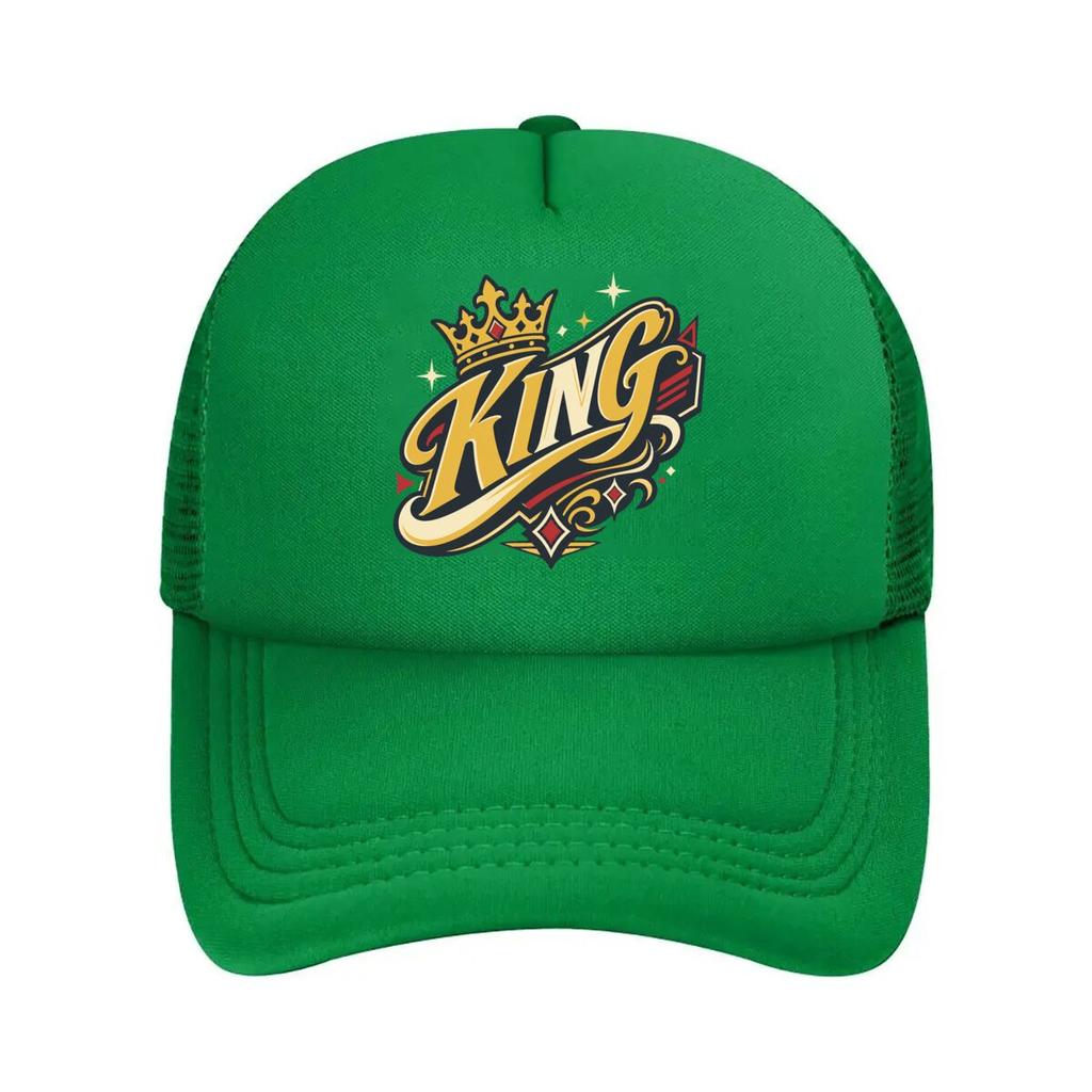 Royal King Script Street Graphic Mesh Baseball Cap Polyester Forward Observations Hat Adjustable Golf Hat Summer