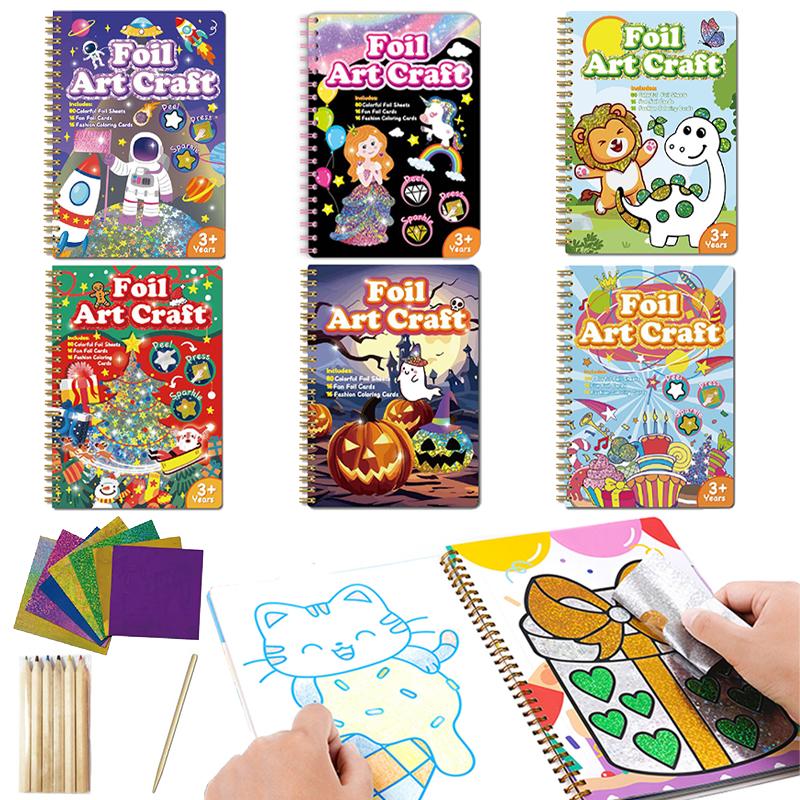 Foil Craft Activity No Mess Art Kit Fun Foil Art for Kids Adults Magnet Foam Paint by Sticker Peel and Press Foul Fun Craft Gifts for Girls  Boys