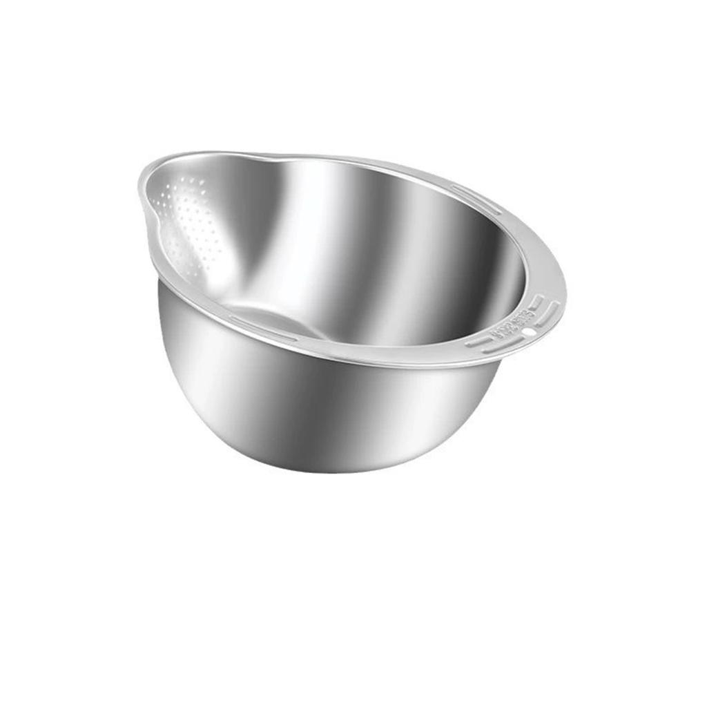 Rice Washing Bowl, Rice Strainer With Pouring Spout, Rice Washing Strainer, Stainless Steel Strainer For Quinoa, Fruit, Cereals, Beans