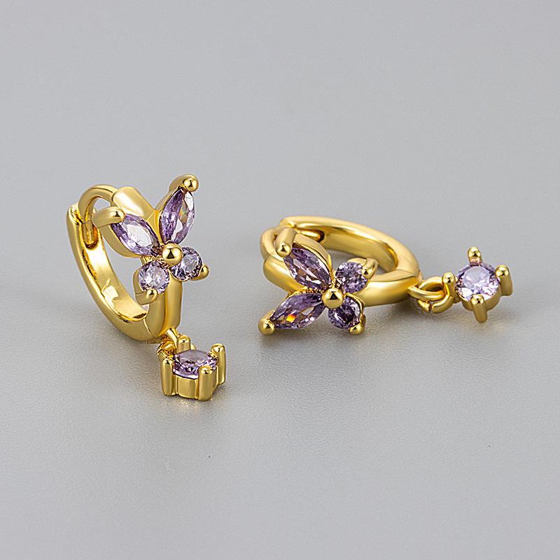 2024 Europäische & Amerikanische Zirkon Schmetterlingsohrringe - Bunt, High-End Design für Frauen