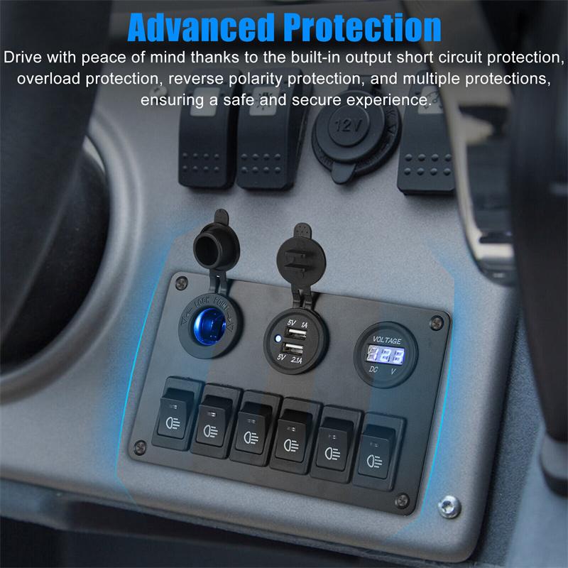 24V 12V comutator panou 6 butoane USB încărcătoare auto lumină comutator camion adaptor de alimentare accesorii pentru barca Marine remorcă RV rulotă