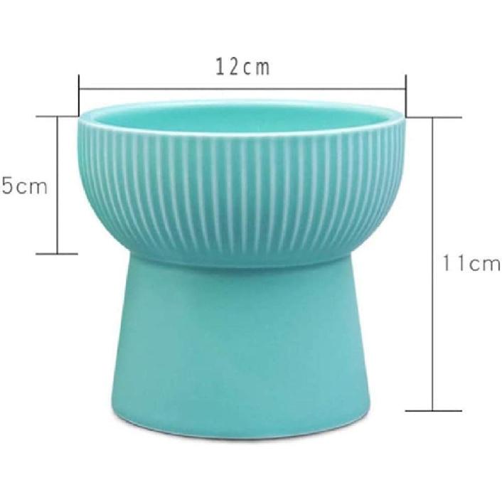 Raised Cat Food Bowl, Stress Free, Backflow Prevention, Elevated Cat Food Bowl Water Bowls with Stand, Porcelain,Dishwasher and Microwave Safe,Green