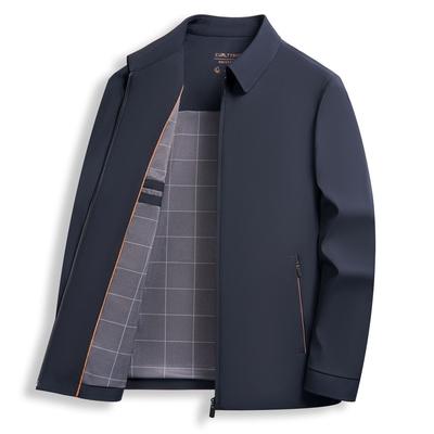 Giacca da Uomo per Papà di Mezza Età e Anziani Casual Primavera Giacca da Ufficio Primavera e Autunno Top da Uomo con Bavero