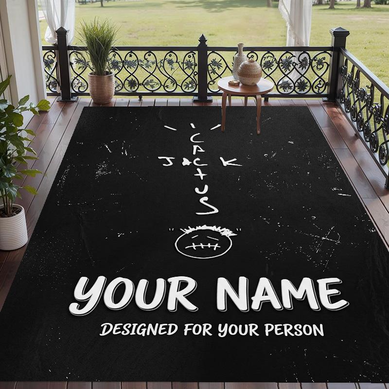 Custom Text Travis Scott Pattern Floor Rug Soft Indoor Carpet Mat Living Room Bedroom