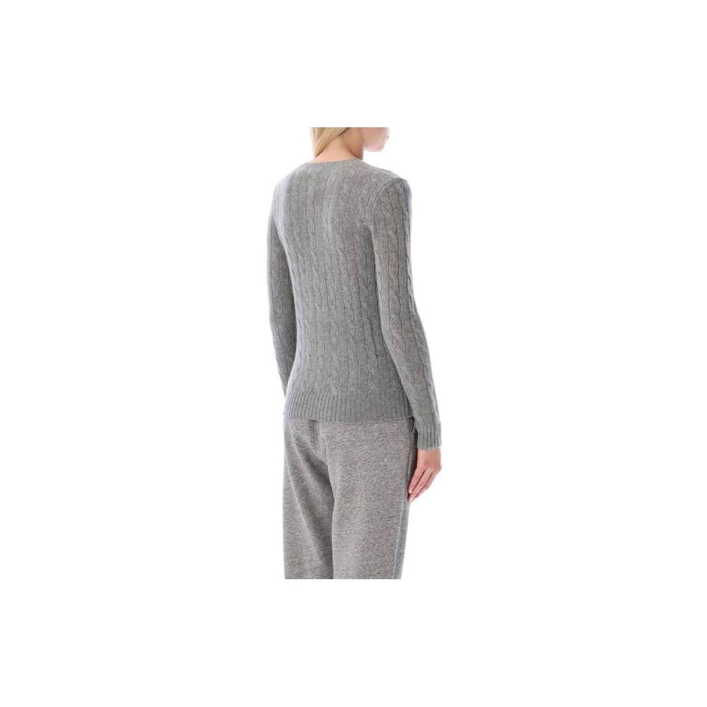 Polo Ralph Lauren Fw22 Solid Ribbed Pattern Long Sleeve Wool Sweater Women Sweater Gray 211875831-008