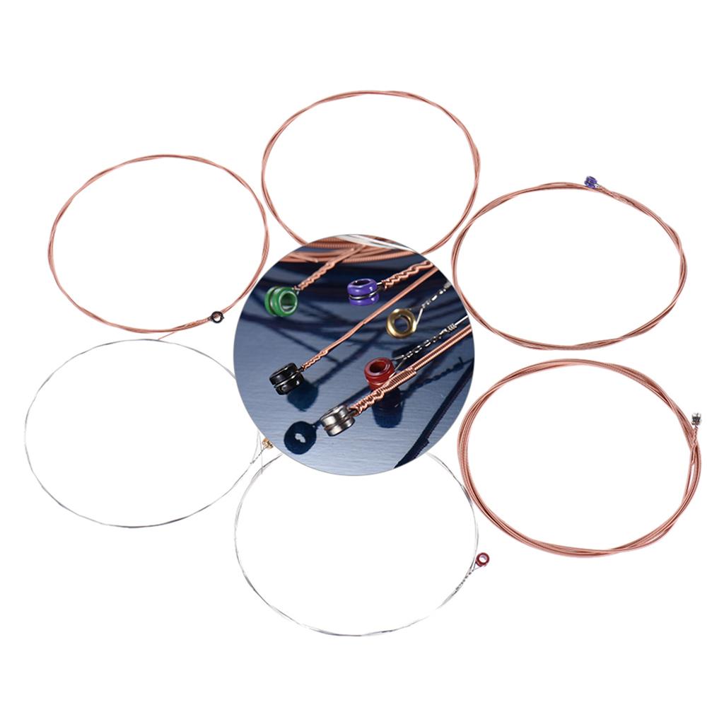 Orphee TX620 P Acoustic Folk Guitar Steel Strings 6pcs Full Set Replacement (.010 .047) High carbon Steel Core Copper