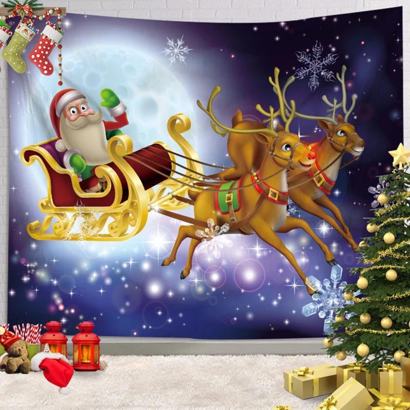 Ashou Merry Christmas Tapestry Wall Decor Hanging Room Decoration Christmas Tree Decorations Santa Claus Tapestry Home Decor