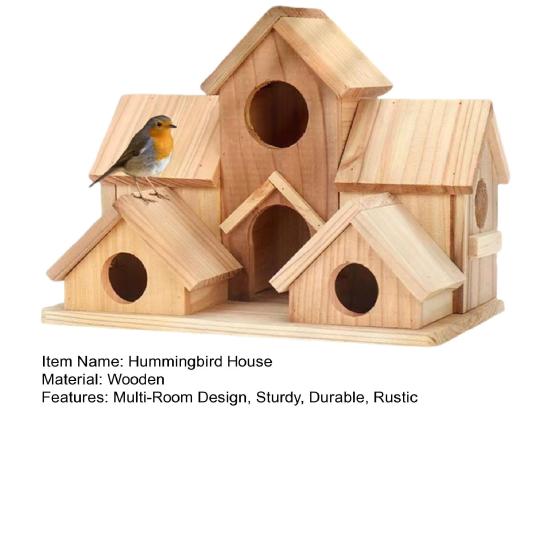 Hummingbird House Wooden Hummingbird Nest Feeder Handmade Rustic 6 Rooms Birdhouse Villas