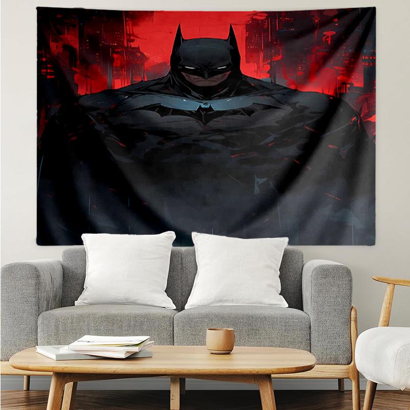 Batman Print Tapestry, Backdrop, Easy Setup, Ideal for Bedroom, Office & Living Room, with Aesthetic Wall Hanging Decor.
