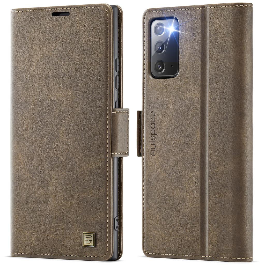 Für Samsung Galaxy Note20 5G Hülle AUTSPACE A11 RFID-Blockierend Retro Leder Handy Brieftasche Abdeckung