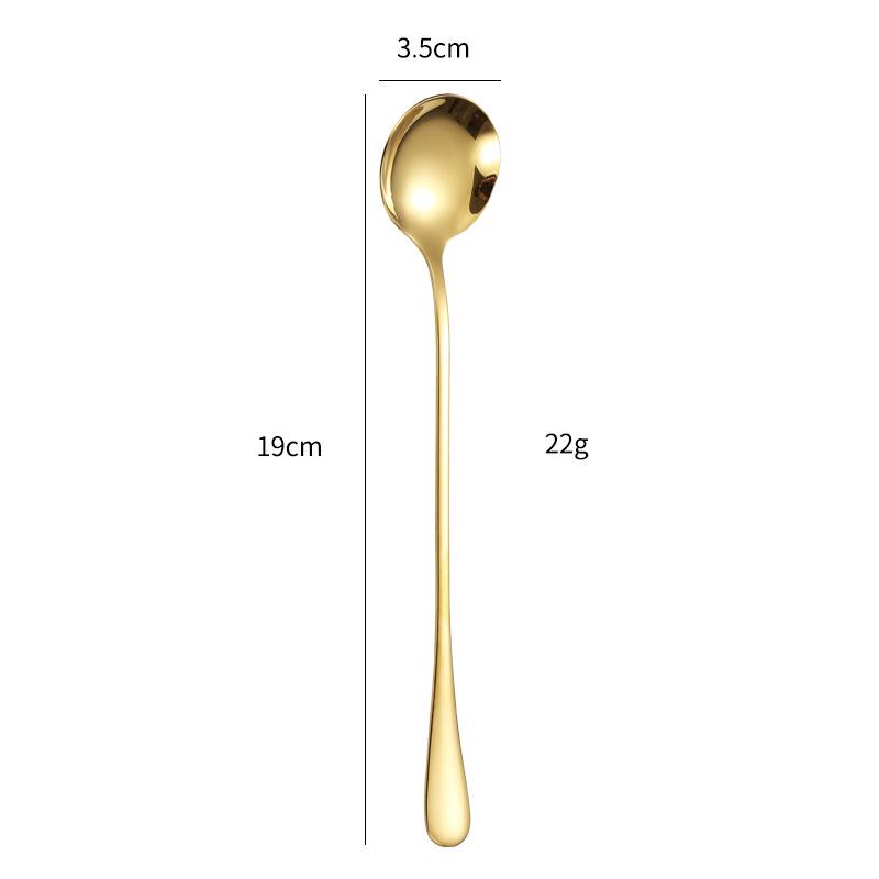 Stainless Steel Long Handle Dessert Spoon for Ice Cream and Coffee