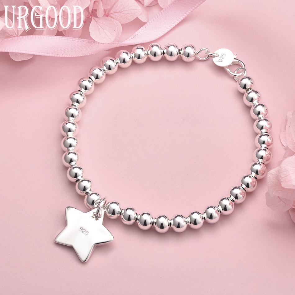 

Браслет из бусин из стерлингового серебра 925 пробы Мужской Женский Подарок Свадьба Модные украшения 20cm