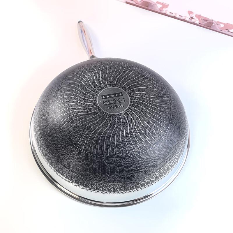 ZISIZ Household Non-Stick Wok with Fish-Scale Pattern, 34cm
