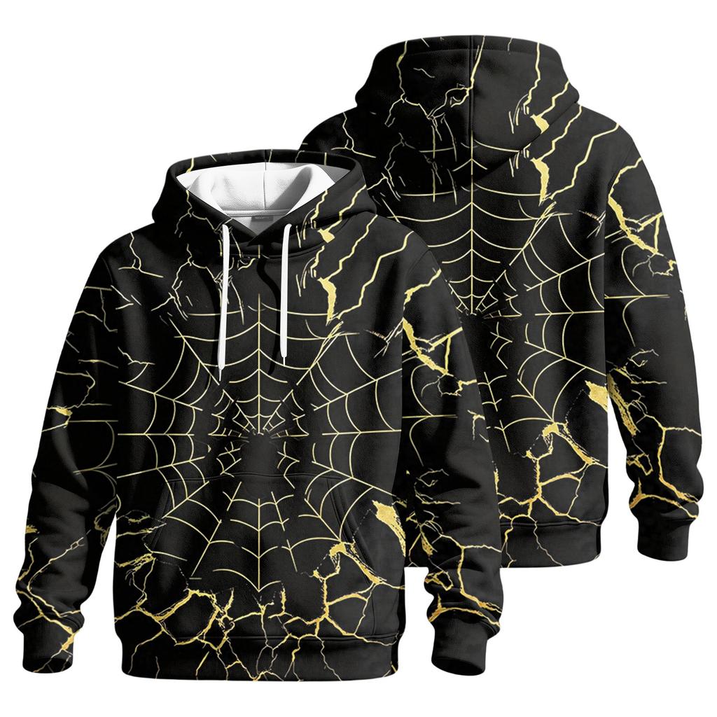 Men's Casual Loose Fit Printed Hoodie with Pocket and Drawstring