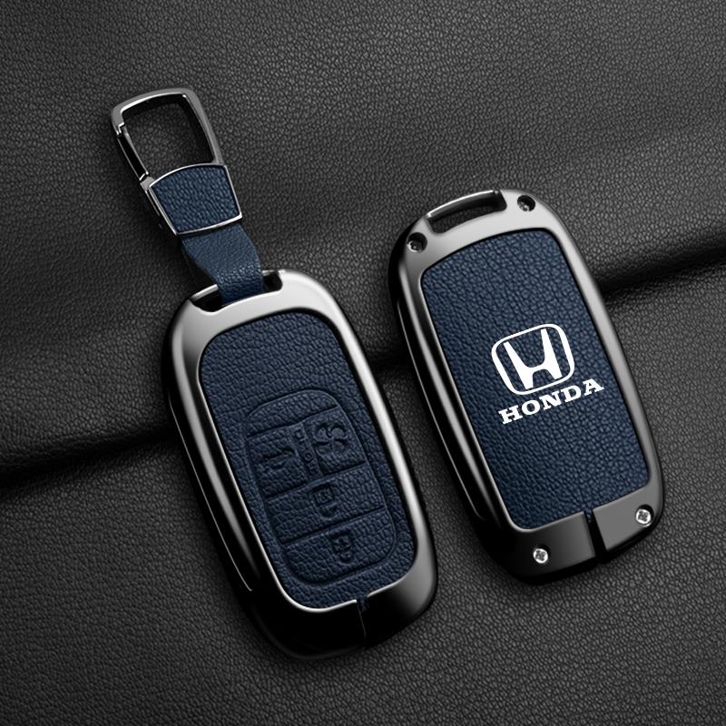 Leather Car Smart Remote Zinc Alloy Key Case Cover Protector for Honda 2023 2024 Accord Civic HR-V CR-V Pilot Sport SI EX EX-L