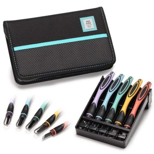 Moribe Creation 2-Way Grip Carving Chisel Set with Safety Guard, Outsider, Right-Handed, CKT-163