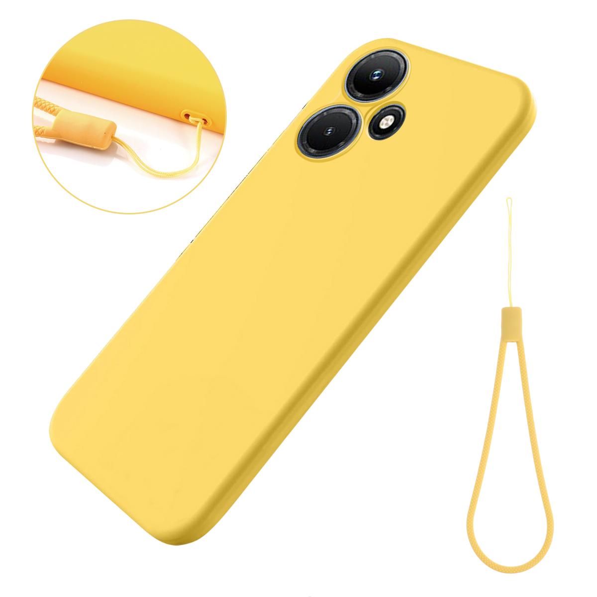 

For Infinix Hot 30 Soft Lining Liquid Silicone Back Cover Drop-Proof Mobile Phone Case Yellow