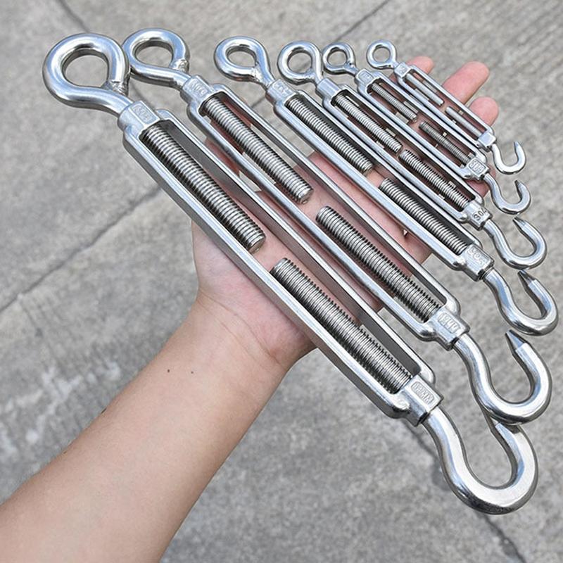 1Pcs Stainless Steel Hook and Eye Tensioners Rope Cable Tension Set Adjustable Garden M1 M1 M6 M8 Wire Tensioner