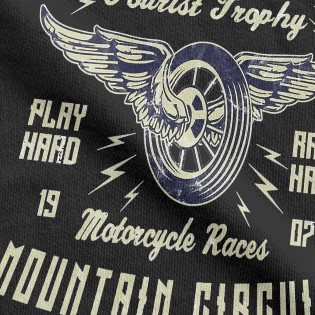 Isle Of Man TT Racing Vintage Biker Wings Pánske bavlnené tričko s okrúhlym výstrihom a krátkym rukávom