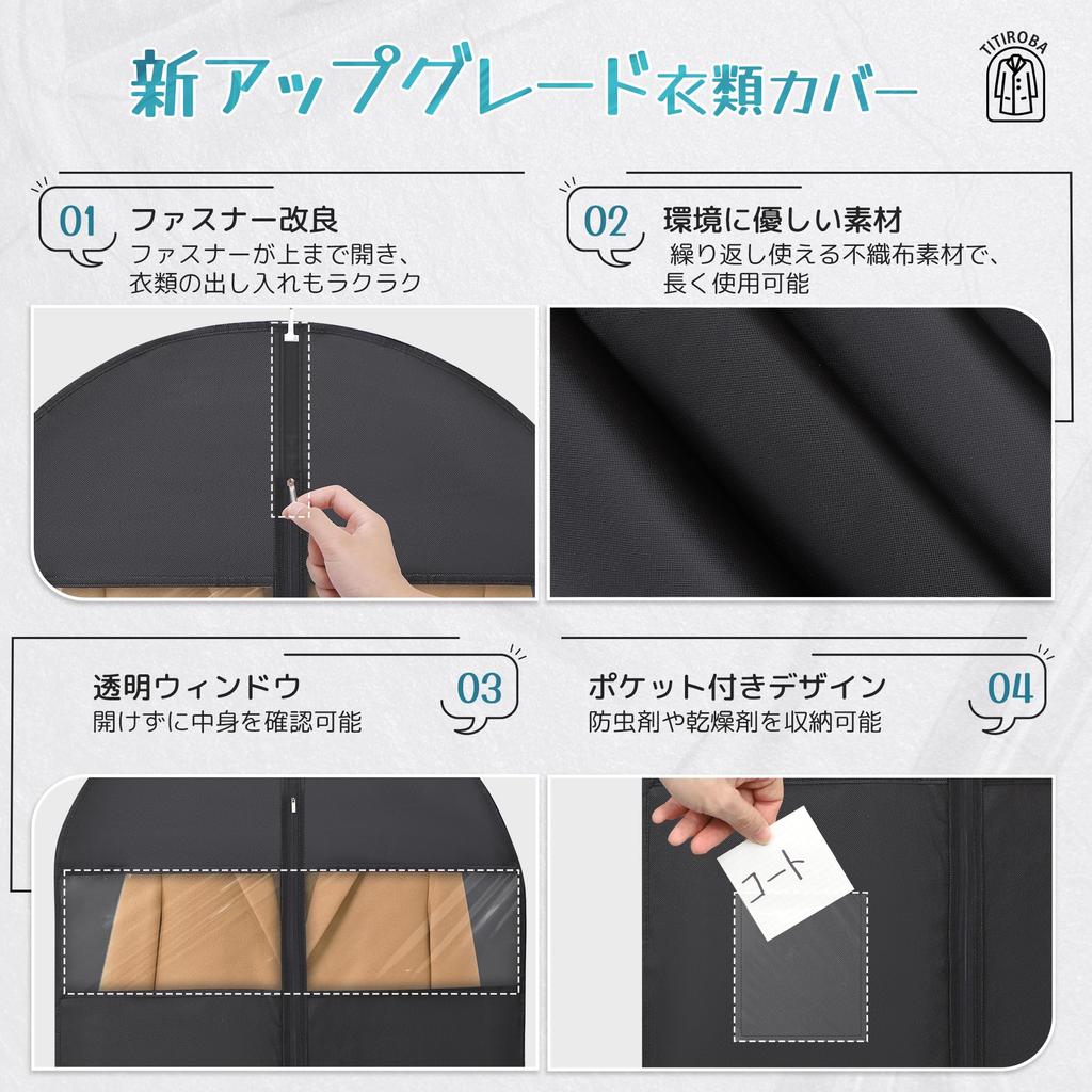 TITIROBA Clothing and Made of Thick with Clear Window and Ideal for Storing and Coats PEVA Durable 8 Pieces Covers, Dustproof, Insect-Proof,