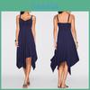 Fashion Summer Womens Sleeveless Vneck Dress With Irregular Printing And Strap Details