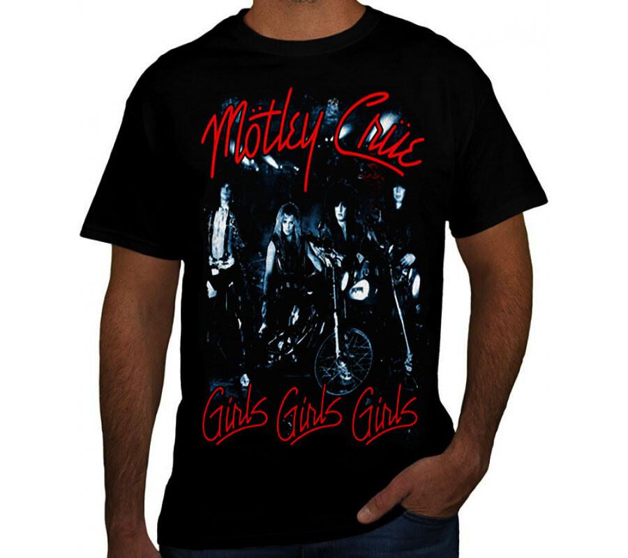 MOTLEY CRUE GIRLS GIRLS GIRLS PUNK ROCK Schwarzes T-Shirt
